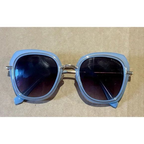 Bvlgari women's sunglasses light blue acetate frames brown gradient lenses